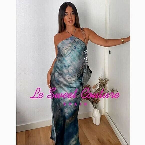 ZARA TIE-DYE PRINT HALTER SLIP DRESS - Picture 5 of 16